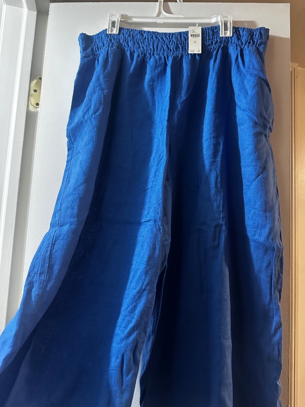 NWT Anthropologie Blue 100% Linen Wide Leg Pants XL